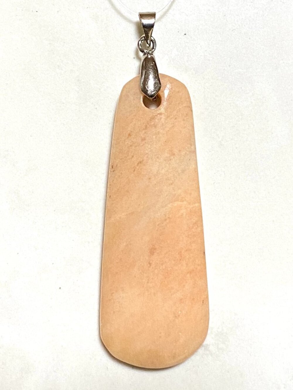 Natural Peachy Pink Aventurine Pendant, Large Gemstone Long Drop Pendant